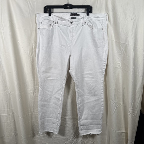 torrid Denim - Torrid Women's White Jeans Boyfriend Straight Vintage Stretch Crop Raw Hem SZ 22